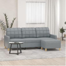 LAPOOH 3201001 3-Seater Sofa with Stool, Light Grey, 180 cm Fabric, Sofas & Couches, Sofa Living Room, Sofa for Teenager's Room, Relax Sofa, Sofa for Bedroom, Upholstered Sofa