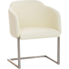 CLP Stainless Steel Visitor Chair MAGNUS armrest, faux leather seat, creme