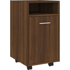 vidaXL Side Cabinet with Wheels Rolling Cabinet Office Cabinet Standing Cabinet with 2 Compartments Brown Oak 33 x 38 x 60 cm Wood Material