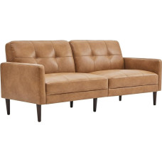 Kislot Mid-Century Sofas Furniture 73.2 Inch W Faux Leather Sofa Couch Sets for Living Room Apartment