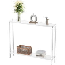 Glass Console Tables Hallway Narrow Behind Sofa Table Shelf Entryway Marble (en:Modern 2-Tier Acrylic Console Table - Narrow Foyer Entrance Table with Zyli