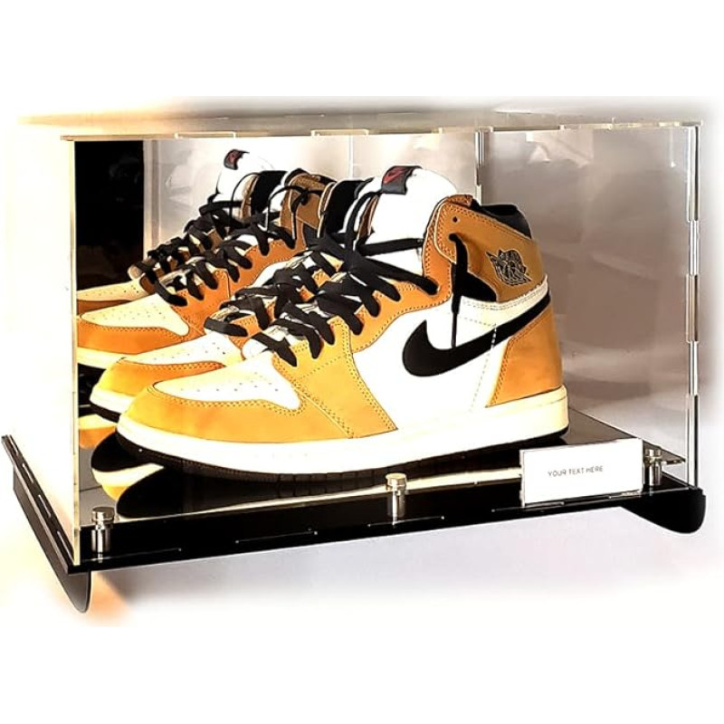 Football Shoes Sneaker Storage Box Wall Mount Acrylic Display Case Memory Box UV Swim Box 15x12x9 Inch (2 Shoes)