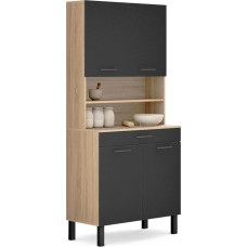 IDMarket - 80 cm Cina Kitchen Sideboard with 4 Doors + Drawer, Beech Effect and Black