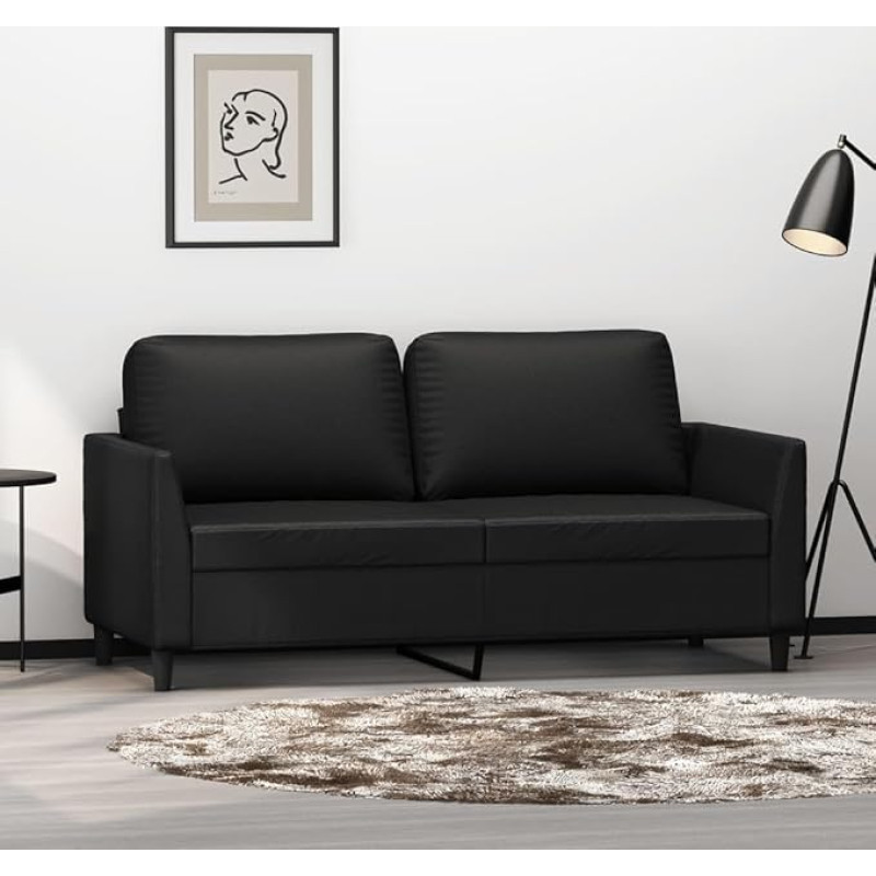ZEYUAN 359333 2-Seater Sofa Black 140 cm Faux Leather, Sofas & Couches, Sofa Living Room, Sofa for Teenager's Room, Relax Sofa, Sofa for Bedroom, Upholstered Sofa