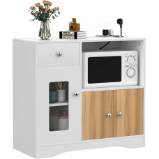 nwixbqoqn Kitchen Cabinet Storage Cabinet with Socket, 1 Drawer and 2 Doors, Sideboard, Chest of Drawers and Sideboard for Dining Room, Kitchen, Living Room, 83 x 40 x 80 cm, White