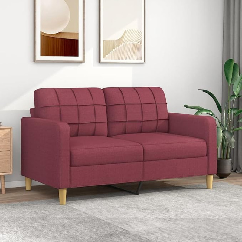 ZEYUAN 2-Seater Sofa Wine Red 140 cm Fabric, Sofas & Couches, Sofa Living Room, Sofa for Teenager's Room, Relaxing Sofa, Sofa for Bedroom, Upholstered Sofa 359097