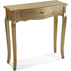 Versa Cagliari Narrow Furniture for Entrance or Hallway, Modern Console Table with 1 Drawer, Dimensions (H x L x W) 80 x 30 x 80 cm, Wood, Colour: Golden