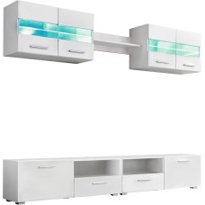 vidaXL TV Wall Unit Set 5 Piece with LED Lights High Gloss White Display Stand