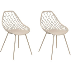 Modern Canton II Dining Room Chairs Set of 2 Plastic Beige with Metal Frame