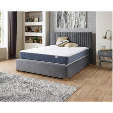 Aspire Beds Double Sided Double Sleeping Bag + 1000 Pocket Spring Mattress Premium Economy Mattress, Polyester Pocket Spring, Blue Trim, Small Double Bed