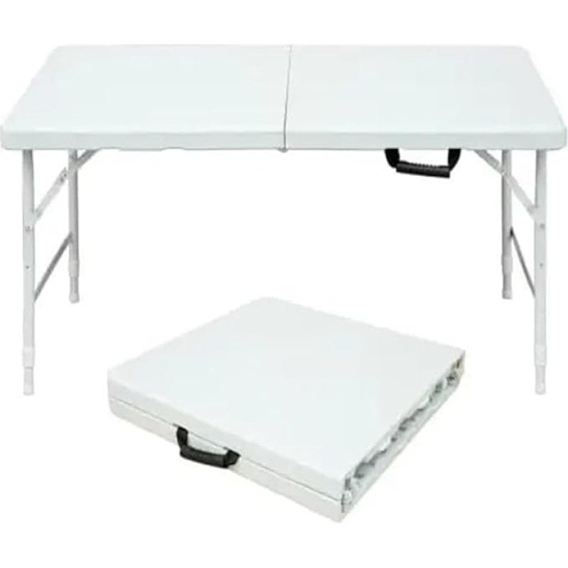 SIDIFU Klapptisch, 122 cm, tragbar, Kunststoff, höhenverstellbar, mit Tragegriff, für Esszimmer, Picknick, Party, Camping (weiß)