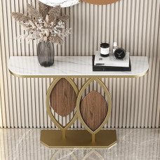 Moderner Marmor-Sofatisch, einzigartiger Konsolentisch für den Eingangsbereich, Flurtisch im Landhausstil, weißer dekorativer Tisch für Wohnzimmer und Flur (47,2