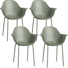 Outsunny Garden Chairs Set of 4 Weatherproof Plastic Garden Chairs with Armrest Backrest Patio Chair up to 120 kg Load Capacity Garden Furniture for Backyard, Garden, Balcony Green