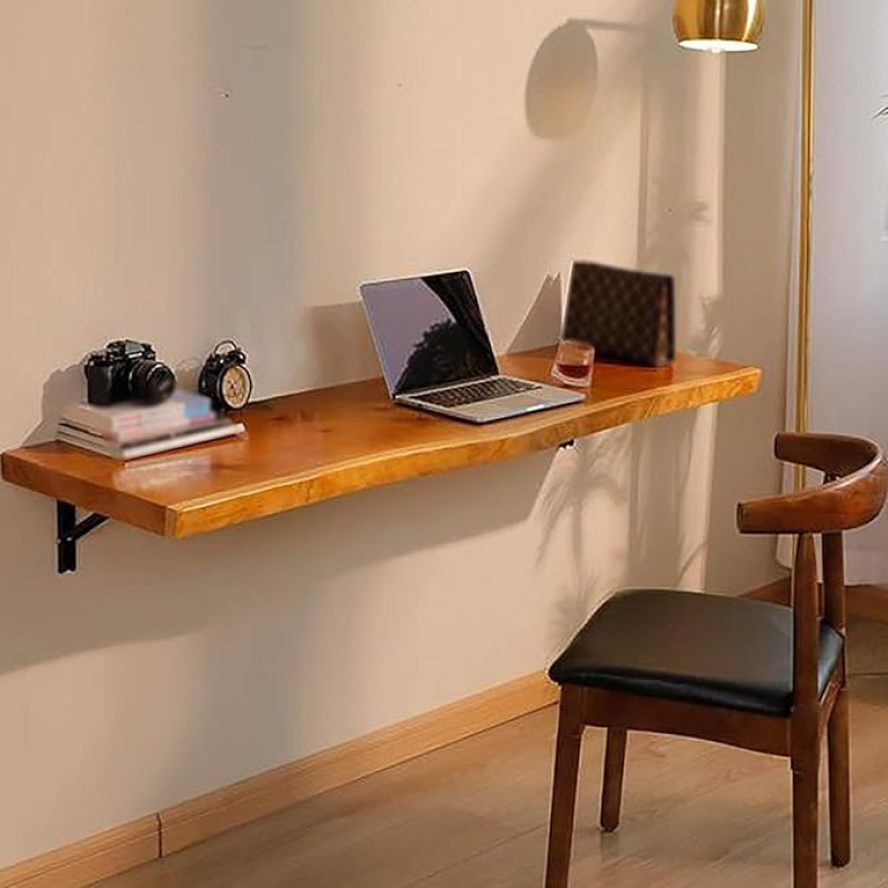 NZBZTUKUWP Foldable Wall Desk, 80 cm Wide Desk Made of Solid Wood with Reinforced Table Top and Widened Legs