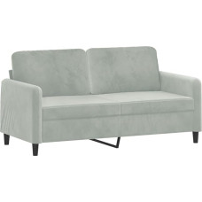 vidaXL Sofa 2-Seater, Lounge Sofa Couch with Armrests Back Cushion, Living Room Sofa Design Sofa Metal Frame, Seating Furniture Two Seater, Light Grey Velvet