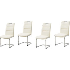HTI-Line DannyC Cantilever Dining Room Chairs PU Cream Faux Leather Set of 4