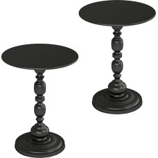 Soayone Small Coffee Table Black Round Side Table Set of 2 Metal Side Table Vintage
