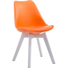 CLP Borneo V2 Retro Chair with Faux Leather Cover and High-Quality Padding, Recliner Chair with Robust Wooden Frame, Seat Height: 47 cm, Colour: Orange, Frame Colour: White