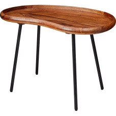 FineBuy SV51466 Sheesham Solid Sofa Table Kidney Shape with Metal Legs, Living Room Table Solid Wood, Small Kidney Table Real Wood, House Table Wood, Side Table Modern