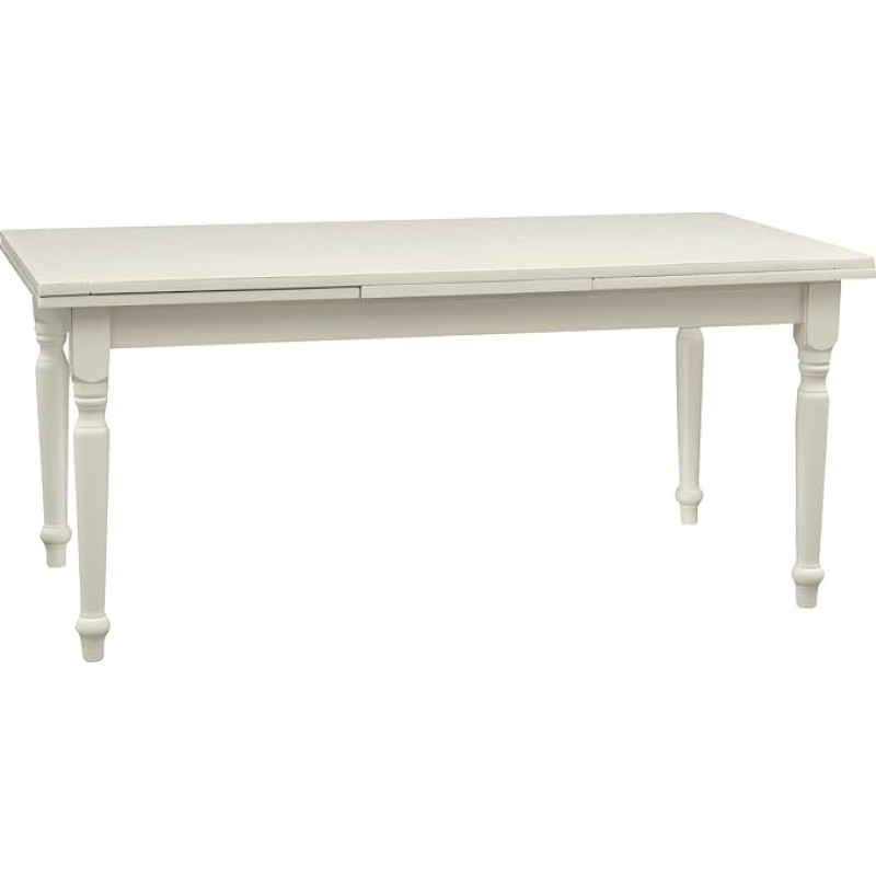 Country style solid lime wood antiqued white finish W180xDP90xH80 cm sized extensible table