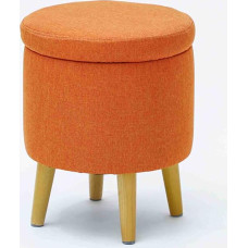 YXZN Stool with Storage Space Footstool Storage Box Removable Lid Padded Linen Seat Solid Wood