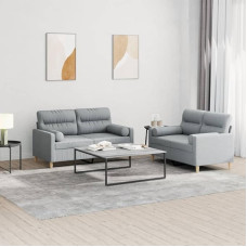 qohoio 3201584 2-Piece Sofa Set with Cushion Sofa Living Room Sofa Set Sofas for Living Room Light Grey Fabric