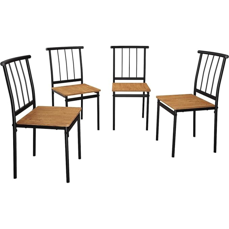 SUNXURY Dining Room Chairs, Set of 4, Kitchen Chairs, Wood Look with Metal Frame, for Dining Room, Living Room, Kitchen, Dark Wood Grain - Chairs Only