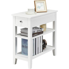 GIANTEX Narrow Console Table, Bedside Table, Telephone Table, Wood, Hallway Table, Entrance Table with Drawer and 2 Shelves, Coffee Table, Bedside Cabinet, Telephone Cabinet, Sideboard, 60 x 29 x 61