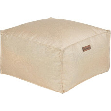 Beliani Skandi Mukki Pouf Stool 50 x 50 cm Square Modern Linen Look Beige