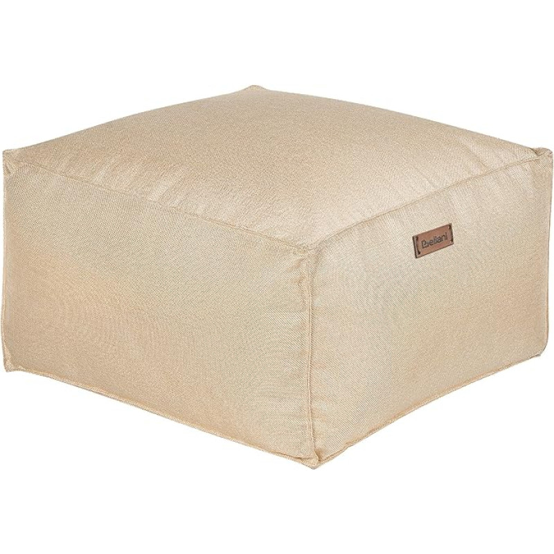 Beliani Skandi Mukki Pouf Stool 50 x 50 cm Square Modern Linen Look Beige