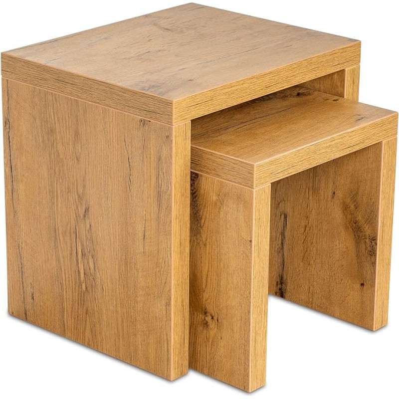 levandeo Coffee Table 2 Nesting Tables Wood 44 x 44 x 36 cm Wild Oak Table Side Table Decorative Sofa Table Shelf Fixed Glued No Assembly