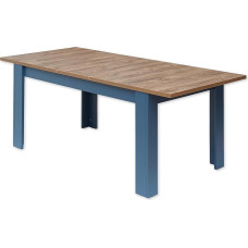 DIJON Extendable Dining Table in Parisian Blue, Havel Oak Cognac Look, Extendable Dining Table for Your Living and Dining Room, 160-240 x 76 x 90 cm (W x H x D)