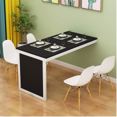 Wall-Mounted Drop-Leaf Table - Solid Wood Foldable Dining Table for Living Room & Kitchen 4 Colors Available Size Options (Black 47 * 20 * 30in) - Space-Saving Design