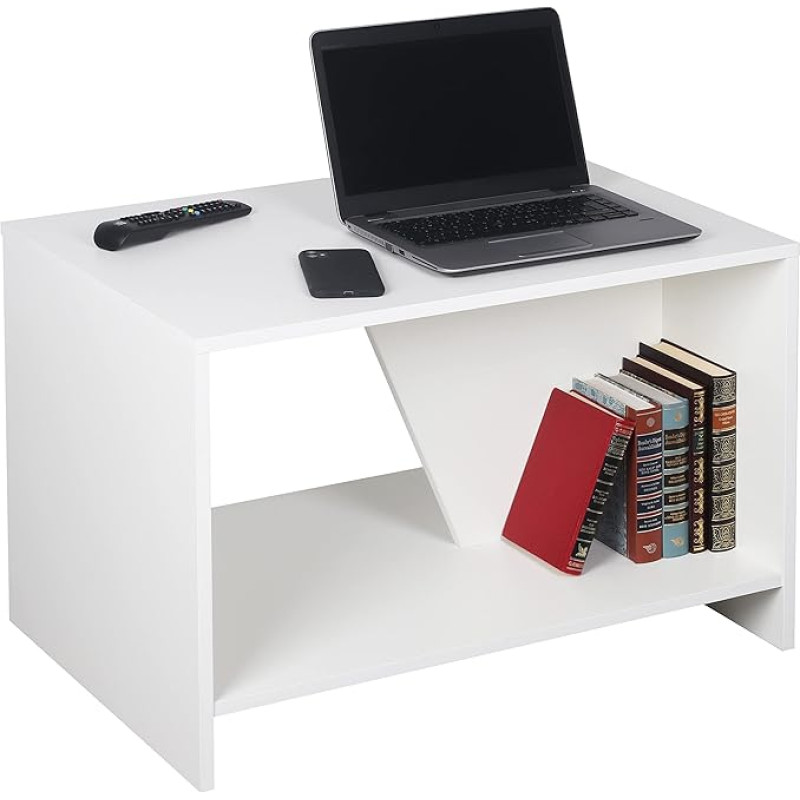 RICOO WM091-WM Coffee Table with Storage Space 75 x 50 x 50 cm Living Room Side Table White