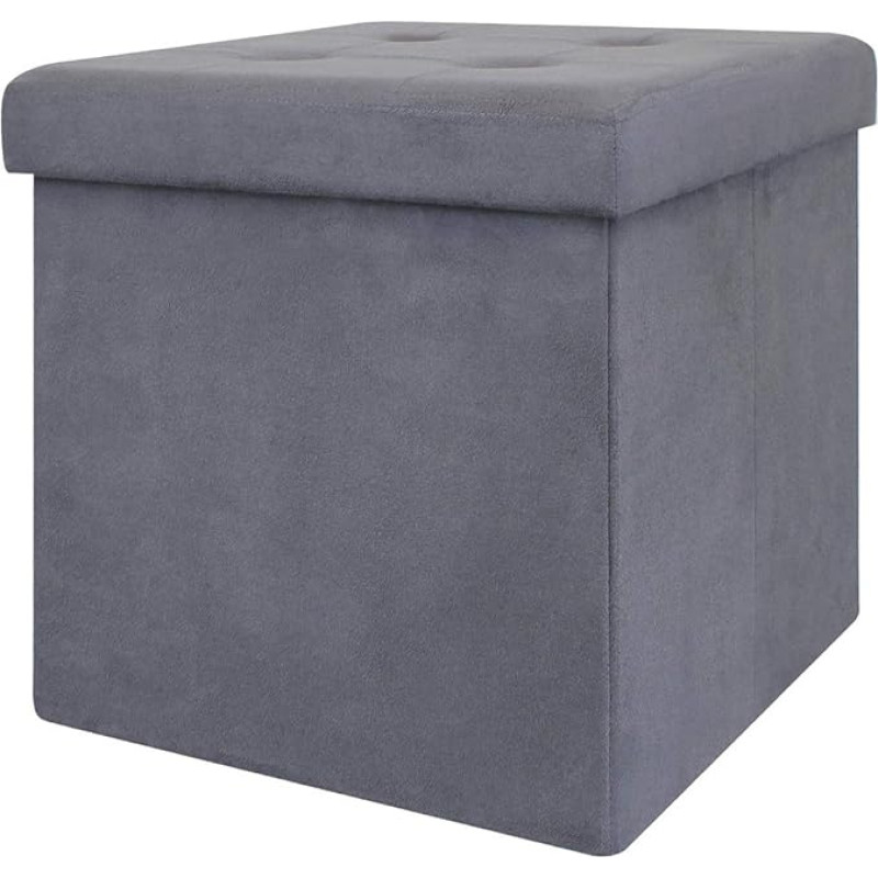 NAWA Home & Work - Square Bean Bag with Lid, Faux Leather, 40 Litre Storage Space, Comfortable and Robust, Ideal for Living Room, Bedroom, Home Office, Foldable, Dark Grey