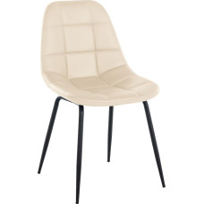 CLP Tom Dining Chair with High-Quality Padding, Visitor Chair with 4 Feet Metal Frame, Colour: Cream, Material: Faux Leather