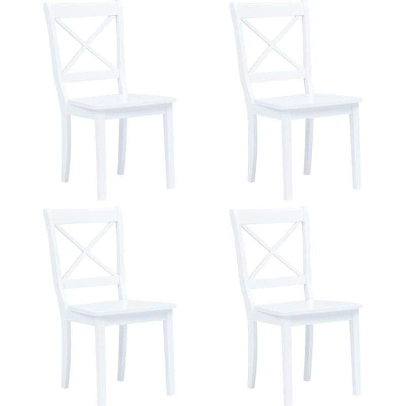 vidaXL 4 x Solid Beech Wood Dining Chairs Dining Chairs Kitchen Chairs Indoor White