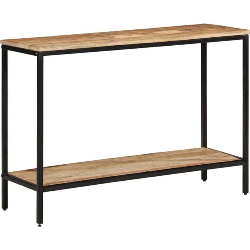 vidaXL Console Table, Hallway Table with Storage Space Iron Frame, Console Side Table for Living Room, Wall Table, Rough Solid Wood Mango