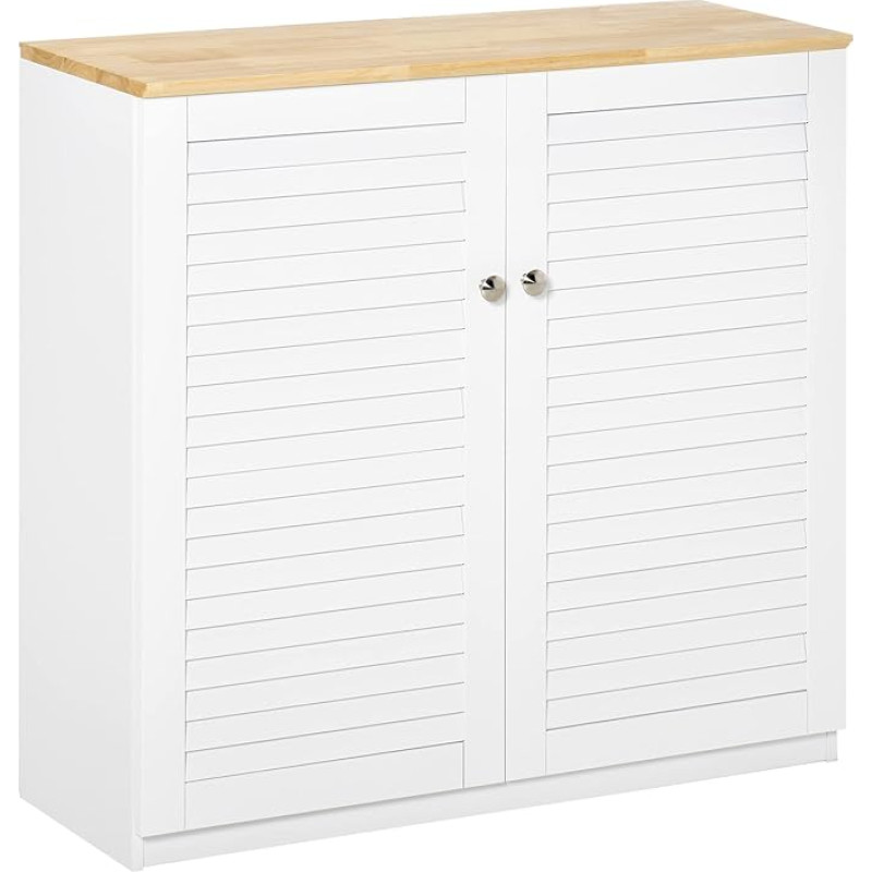 HOMCOM 2-Door Sideboard Shutter Design with Adjustable Shelf, Modern Side Shelf for Living Room, Bedroom, 80 x 30 x 78.5 cm, White