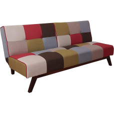 Dmora 3 Seater Sofa Bed in Padded Patchwork Fabric Clic Clac Opening Convertible to Single Bed Made in Italy 180 x 79 x 76 cm Multi-Coloured