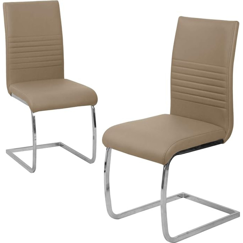 SVITA Lucy Set of 2 Dining Room Chairs, Upholstered Chairs, Swing Chairs, Cantilever Visitor Chairs, Faux Leather, Taupe