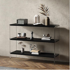 SXKLYRF 3-Stöckiges Acryl-Bücherregal, Konsolentisch, Flur Regal, Sofa Table, Flurschrank Schmal, Schreibtisch für Eingangsbereich, Wohnzimmer, Foyer, Flur(Black,100x30x80cm/39x12x31in)