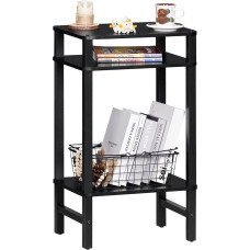 YUFAM Small Black Wooden 3 Tier Side Table