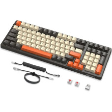 MAMBASNAKE × FREEWOLF K8 Colorful Mechanical 3 Mode Keyboard, 2.4G Wireless Bluetooth Gaming Keyboard with Coiled Cable, 19 RGB, Hot Swap Red Switch for Laptop, PC, Mac - Shimmer