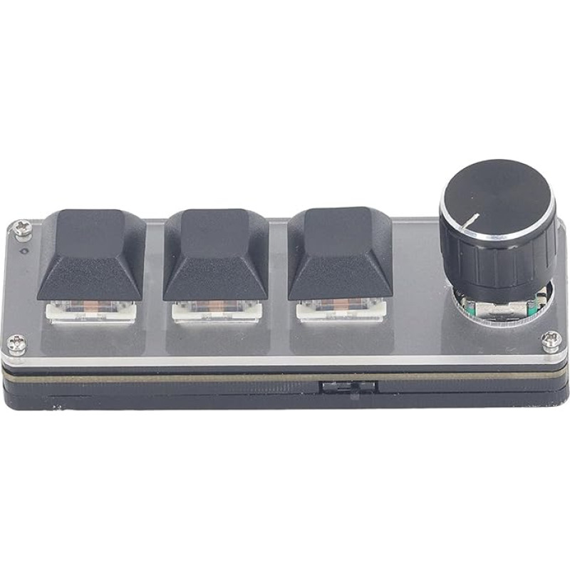 Mini 3-Button Keyboard, USB Wired 2.4G Wireless Mechanical Gaming Keyboard with Programmable Keys, Rotary Knob, Interchangeable, Adjustable Macro Hotkey, One Key