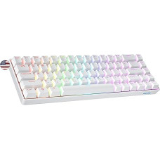 Geeky GK65 65% | Hot Swappable Mechanical Gaming Keyboard | 68 Keys Multi Colour RGB LED Backlight for PC/Mac Gamer| ANSI US American Layout (White, Mechanical Blue)
