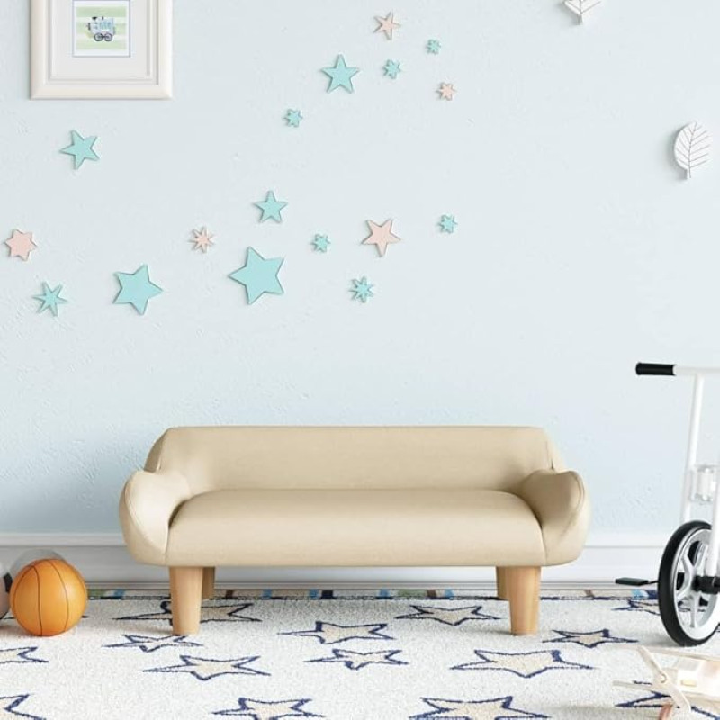 Homgoday Children's Sofa Cream 70 x 40 x 24 cm Fabric Sofa Bed Living Room Couch Sofas for Outdoor Garden Sofa Garden Living Room Patio Outdoor Furniture