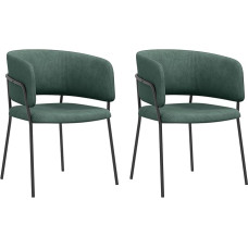 HOMCOM Set of 2 Dining Chairs Kitchen Chairs Steel Legs Upholstered Seat Dining Living Room Kitchen Dining Room Chair 57L x 53W x 73H (cm) Green