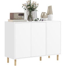HOMCOM Modern Sideboard with 2 Cabinets and 3 Shelves, Multi-Purpose Wooden Cabinet, 107 x 40 x 80 cm, White