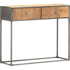 Console Table, Hallway Table with 2 Drawers, Sofa Table with Metal Frame, for Entrance, Hallway, Living Room, 90 x 30 x 75 cm, Recycled Solid Wood